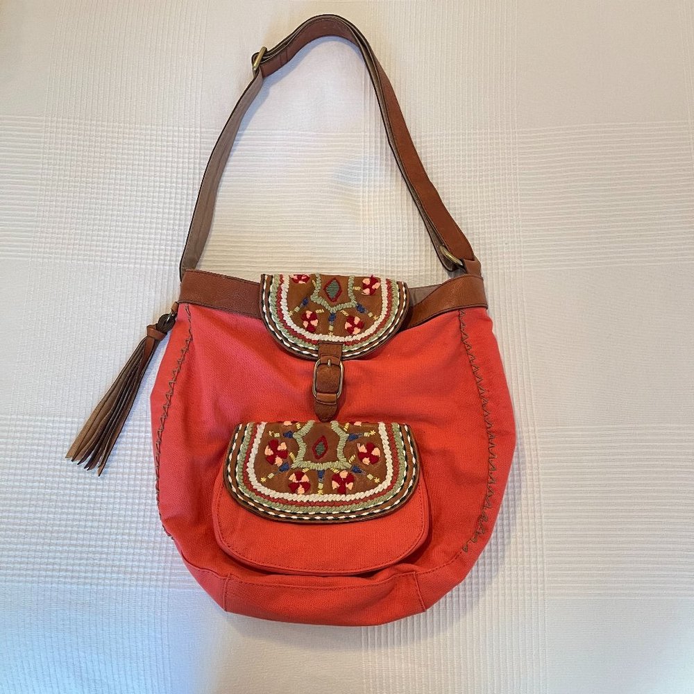 Lucky Brand Embroidered Messenger Bag NWOT